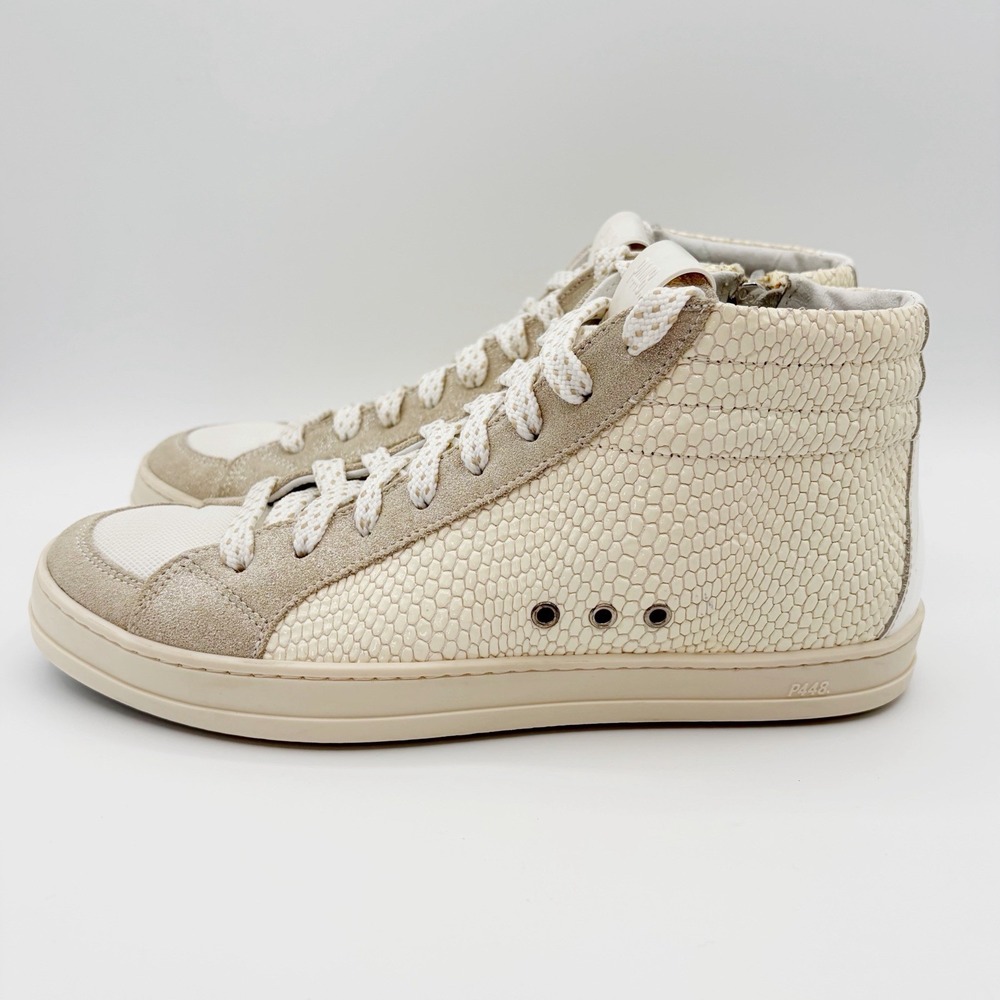 P448 Womens Skate High Top Sneaker Size 39 8.5 Python Snakeskin Glitter Shoes